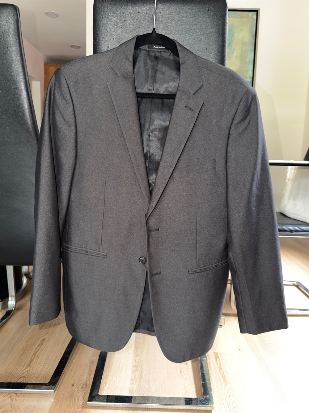 Men's Black Two-Button Notch Lapel Suit Jacket by Arden B.